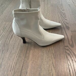Franco Sarto Cream Pointed-Toe Ankle Booties